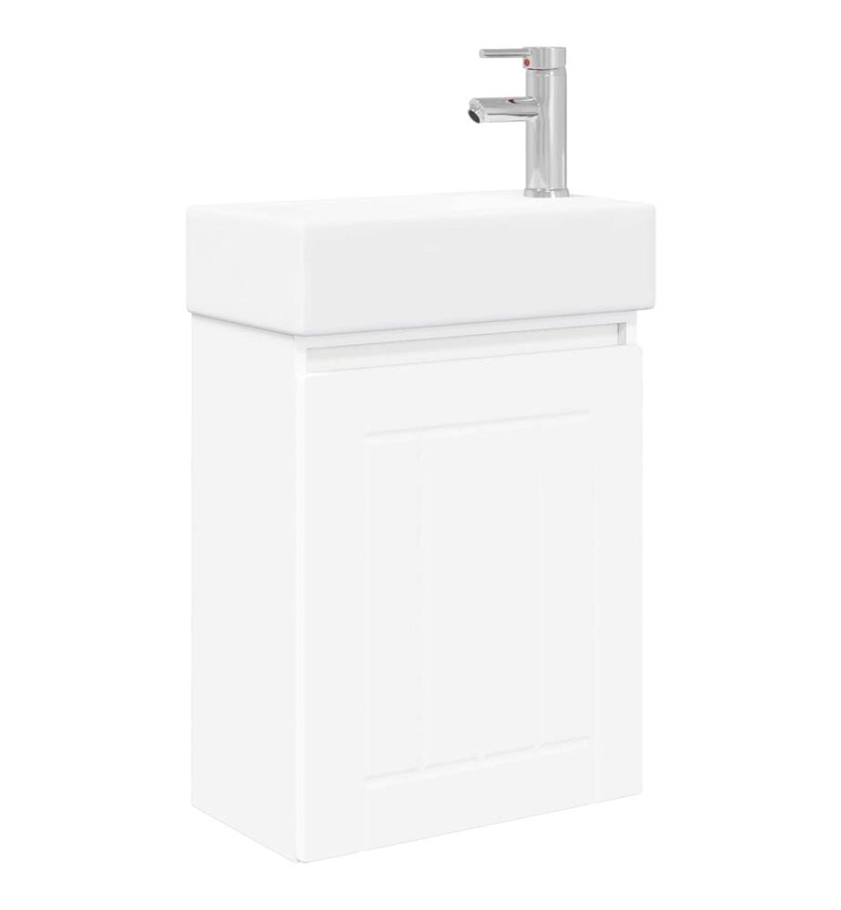 Badezimmer Waschtischunterschrank mit Wasserhahn Weiss