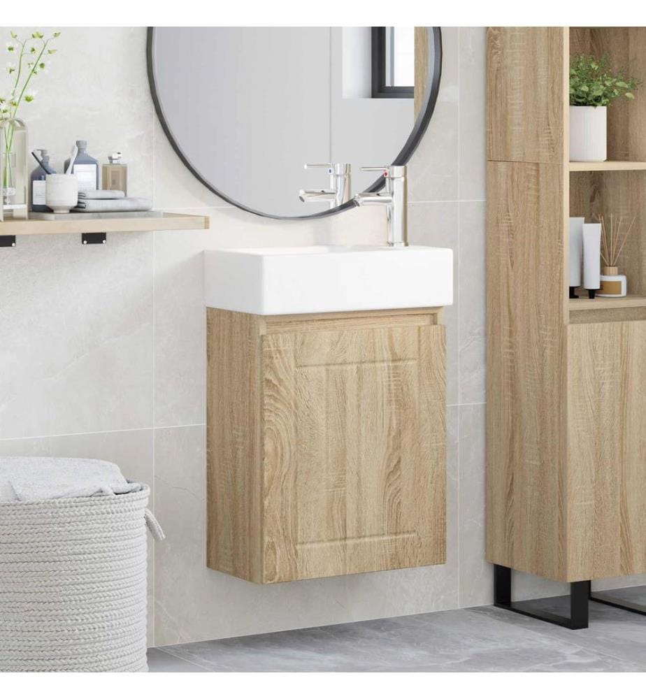 Meuble de salle de bain avec robinet Chêne Sonoma
