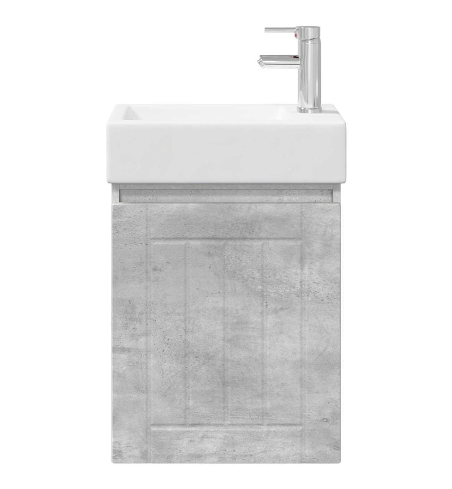 Badezimmer Waschtischunterschrank mit Wasserhahn Betongrau