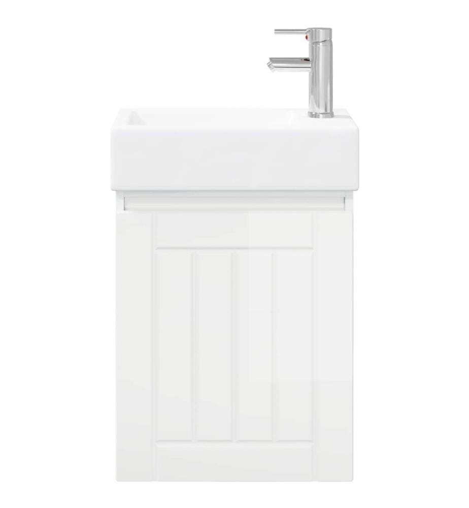 Badezimmer Waschtischunterschrank mit Wasserhahn Hochglanz Weiss