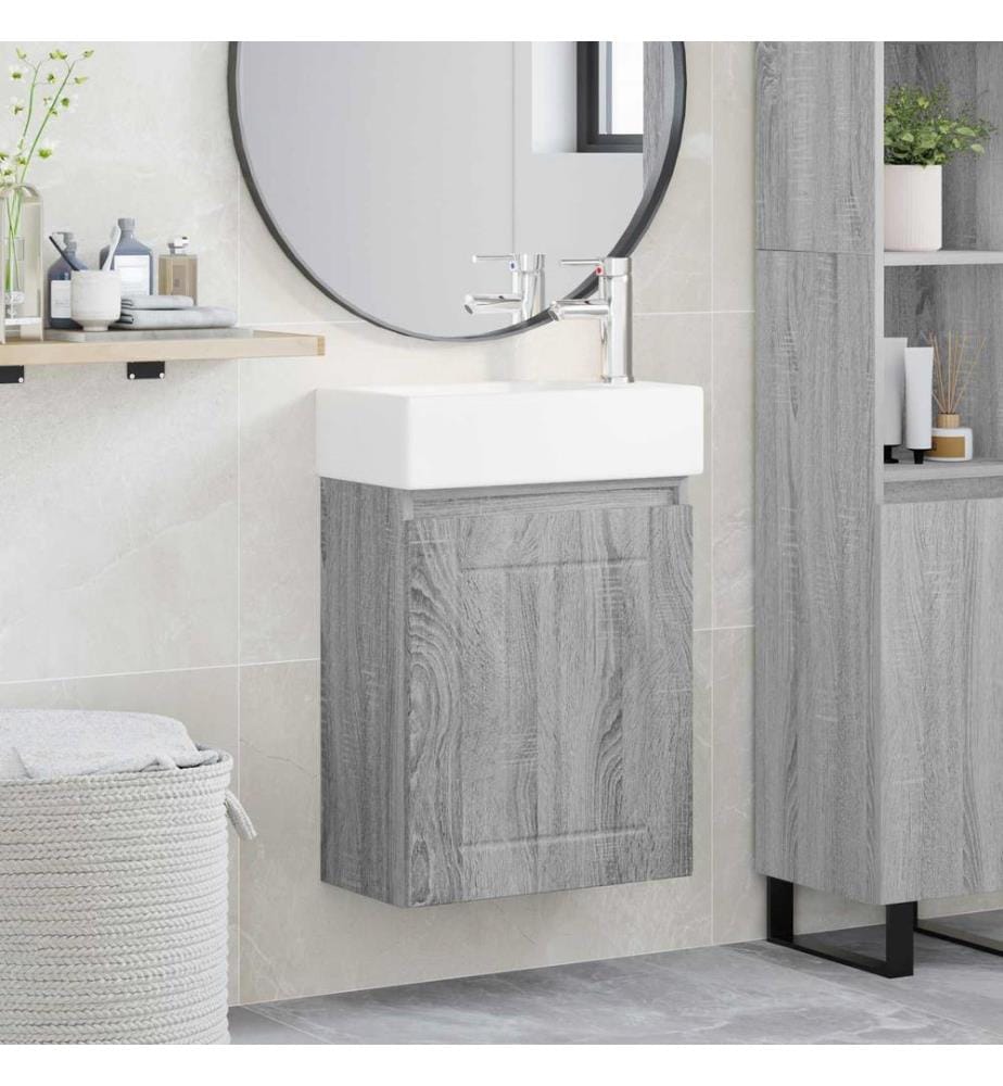 Meuble de salle de bain avec robinet Sonoma gris
