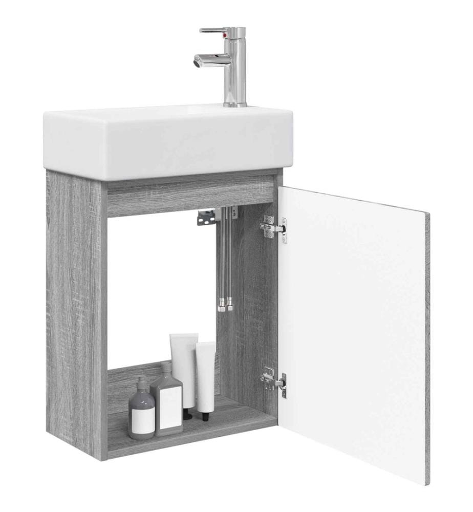 Meuble de salle de bain avec robinet Sonoma gris