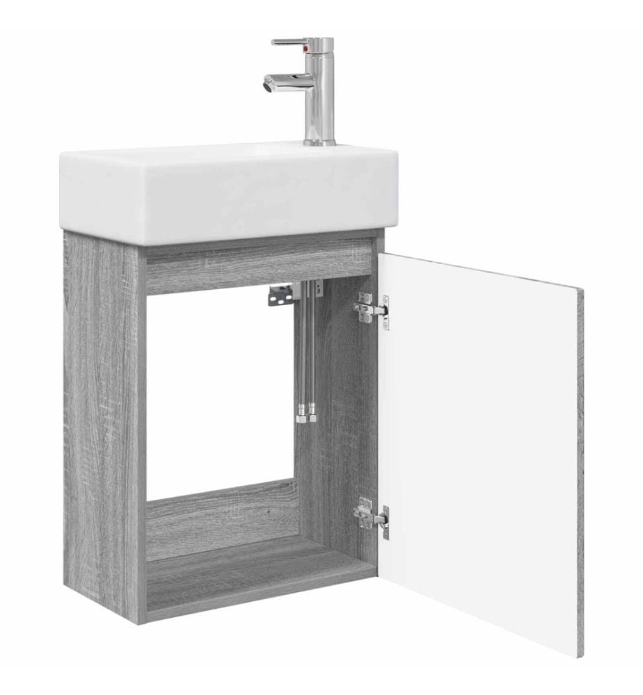 Meuble de salle de bain avec robinet Sonoma gris
