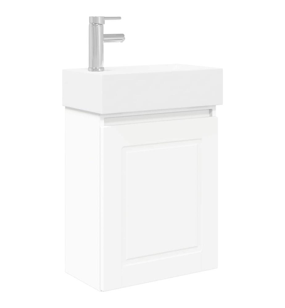 Badezimmer Waschtischunterschrank mit Wasserhahn Weiss