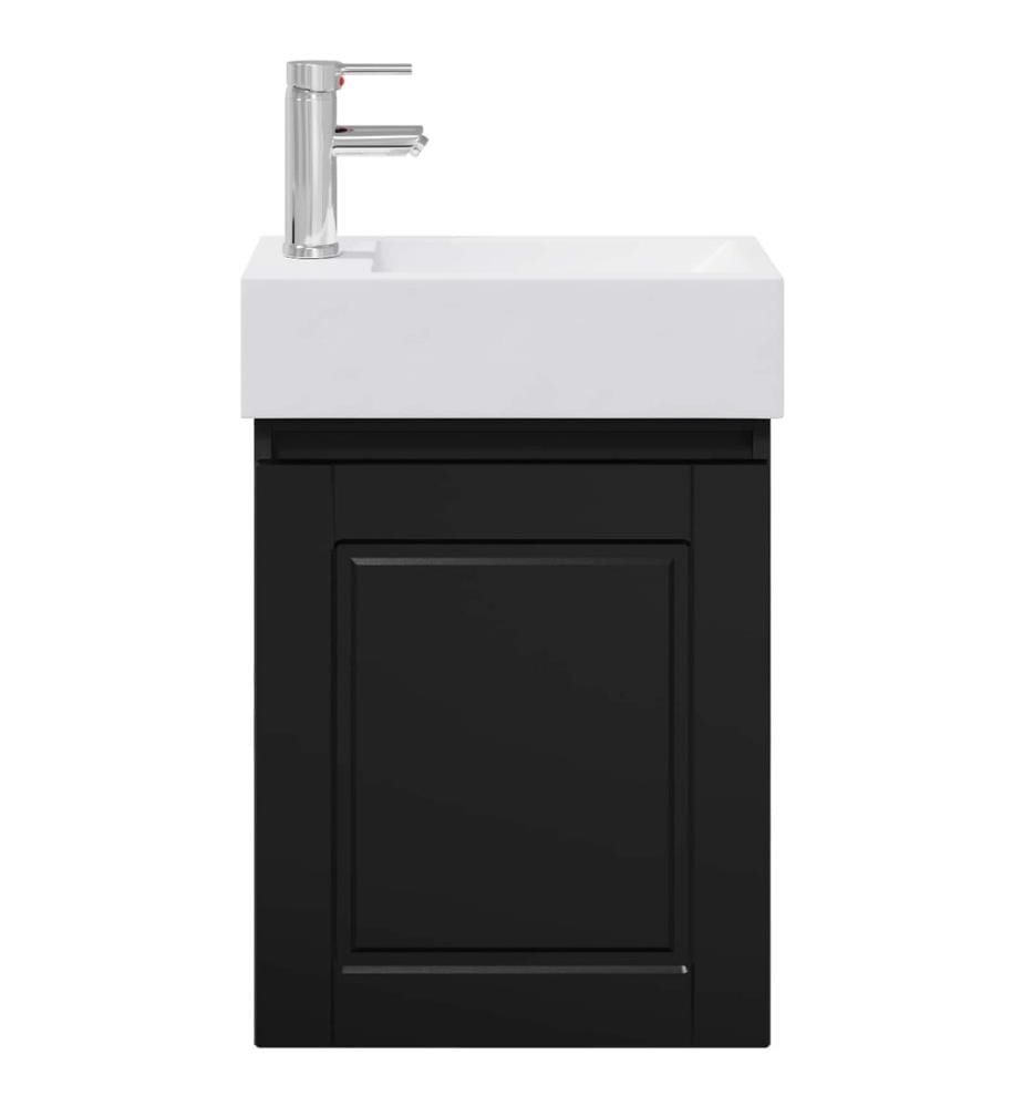 Badezimmer Waschtischunterschrank mit Wasserhahn Schwarz