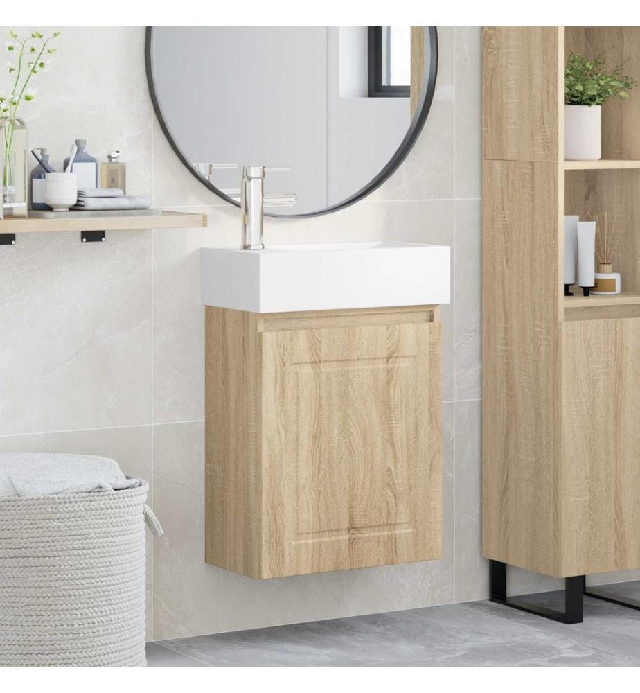 Meuble de salle de bain avec robinet Chêne Sonoma
