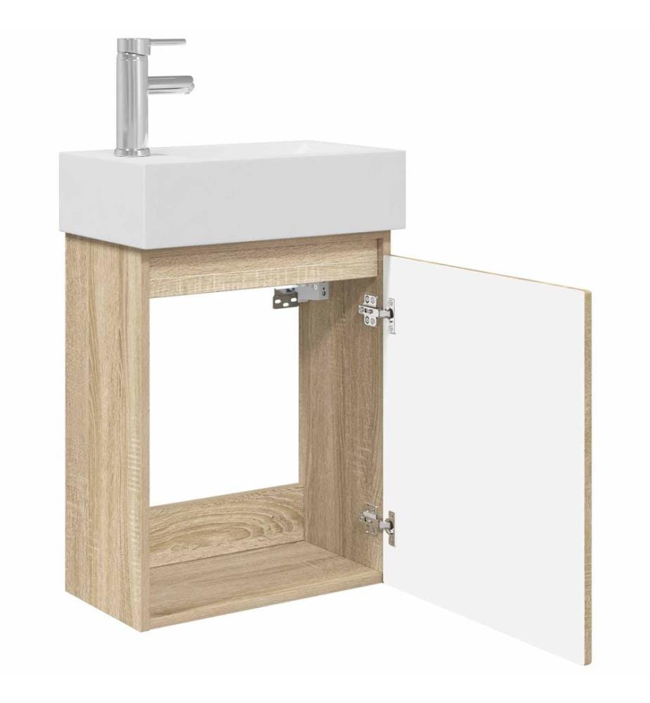 Meuble de salle de bain avec robinet Chêne Sonoma