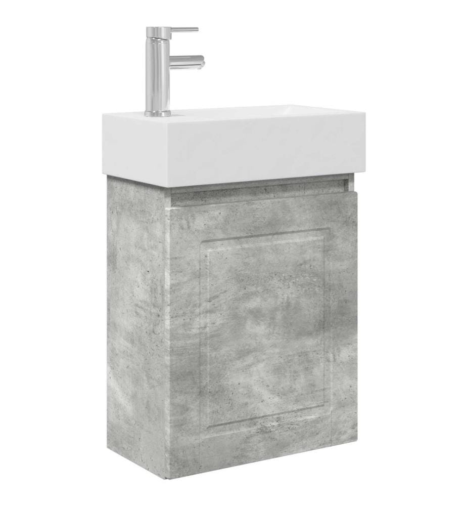 Badezimmer Waschtischunterschrank mit Wasserhahn Betongrau