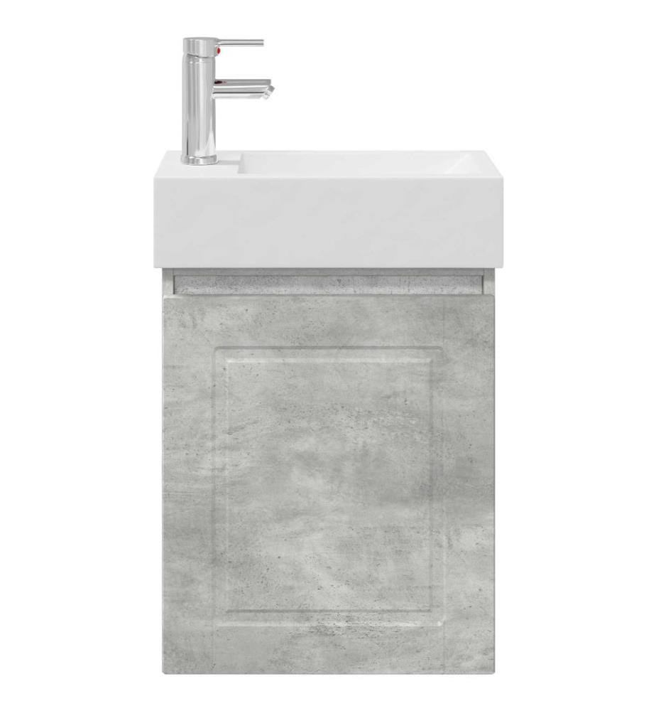 Badezimmer Waschtischunterschrank mit Wasserhahn Betongrau