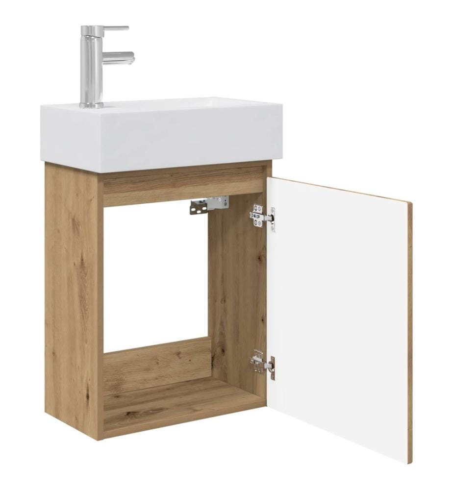 Badezimmer Waschtischunterschrank mit Wasserhahn Artisan-Eiche