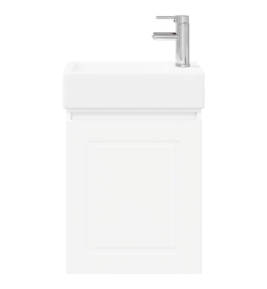 Badezimmer Waschtischunterschrank mit Wasserhahn Weiss