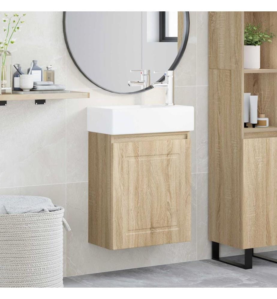 Meuble de salle de bain avec robinet Chêne Sonoma