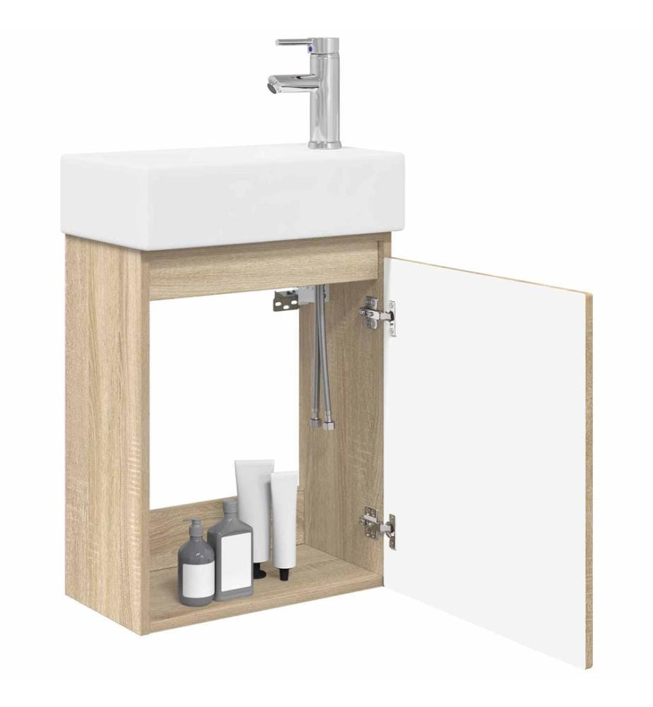 Meuble de salle de bain avec robinet Chêne Sonoma