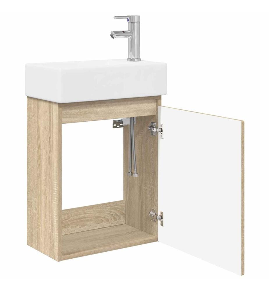 Meuble de salle de bain avec robinet Chêne Sonoma