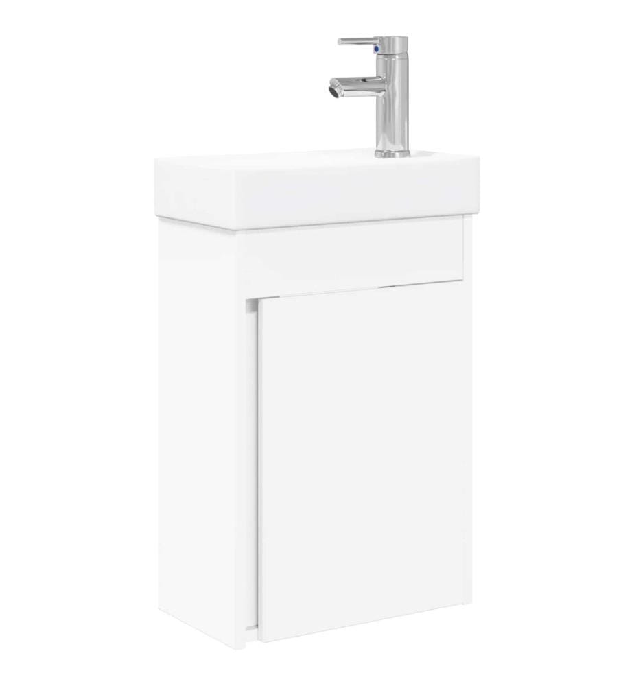 Badezimmer Waschtischunterschrank mit Wasserhahn Weiss