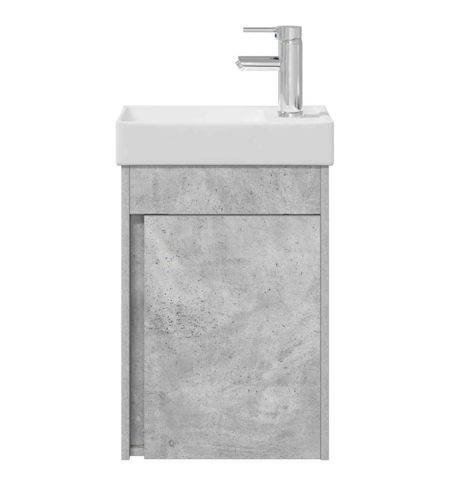 Badezimmer Waschtischunterschrank mit Wasserhahn Betongrau