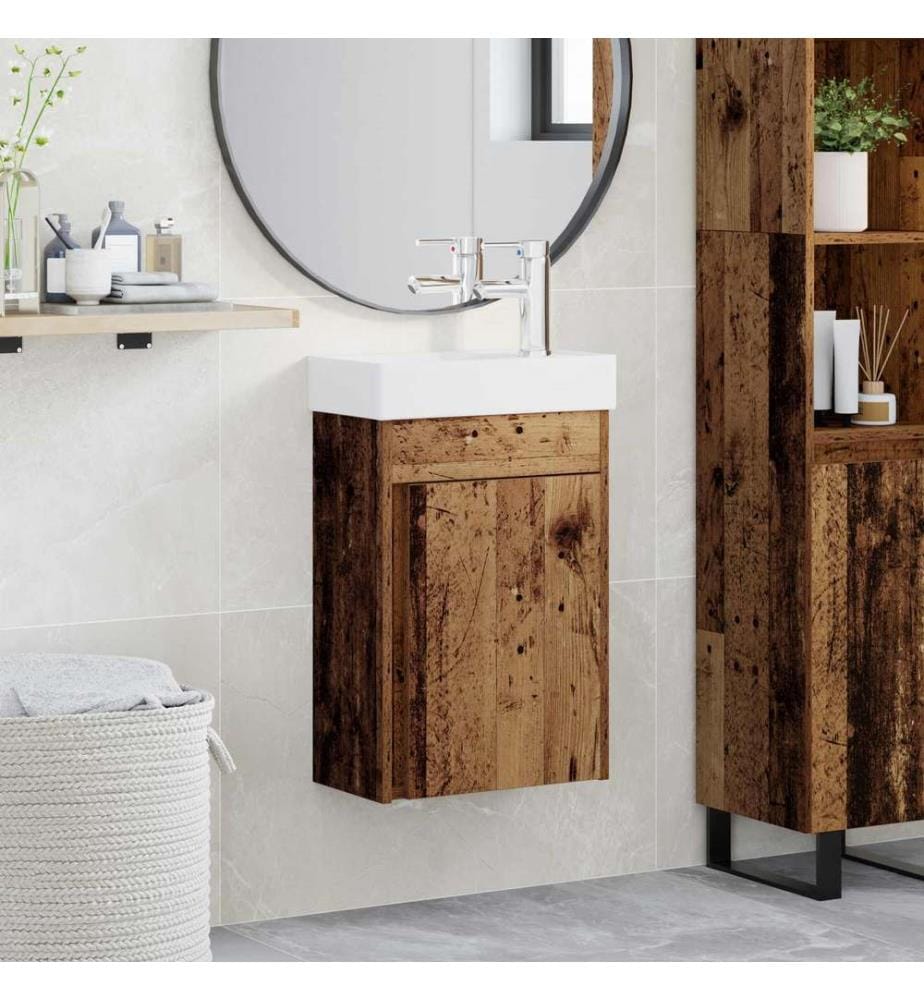 Meuble de salle de bain avec robinet Bois ancien