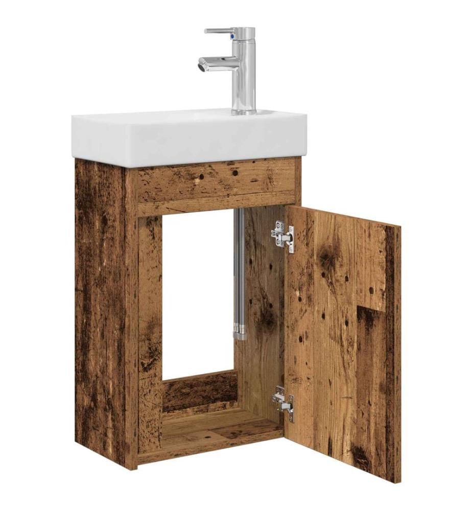 Meuble de salle de bain avec robinet Bois ancien