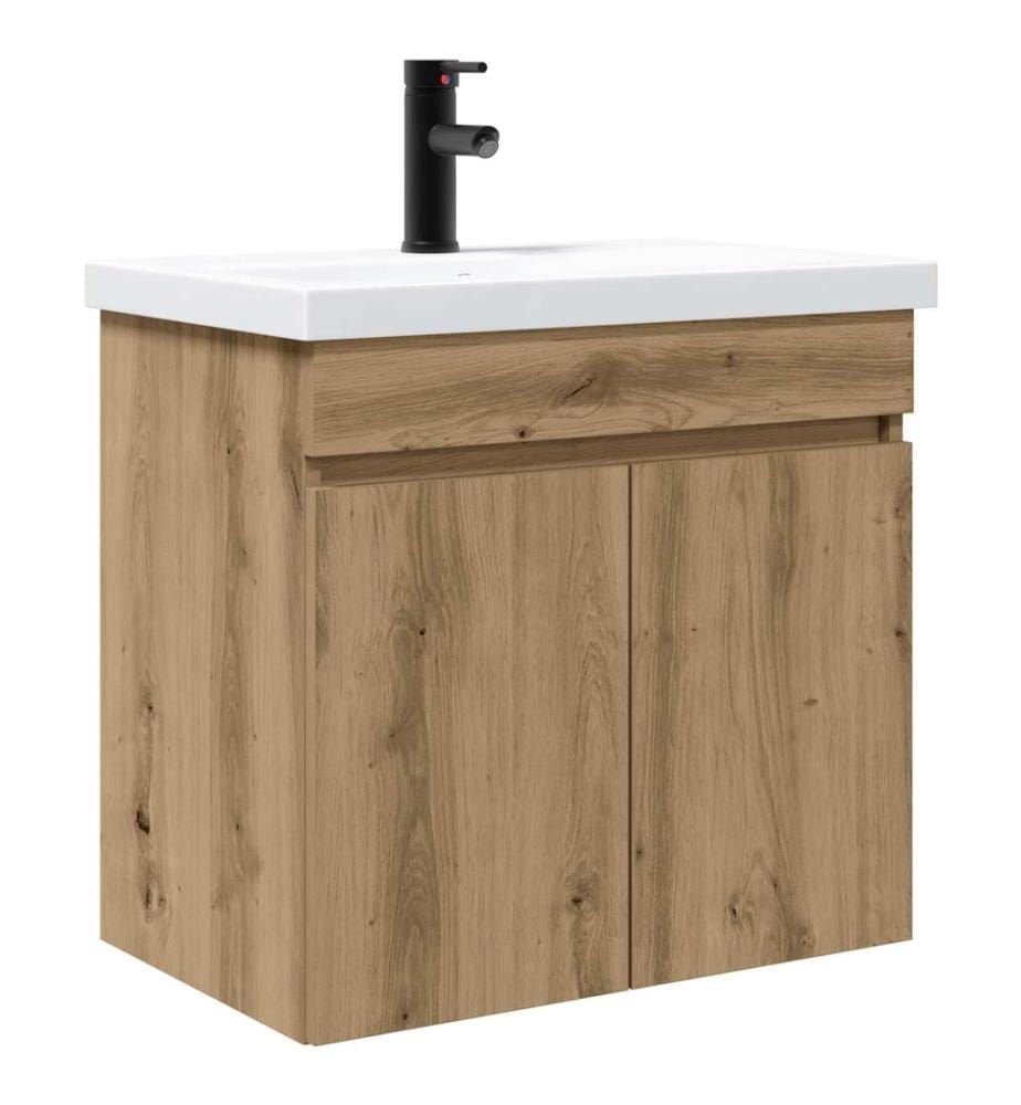 Badezimmer Waschtischunterschrank mit Wasserhahn Artisan-Eiche