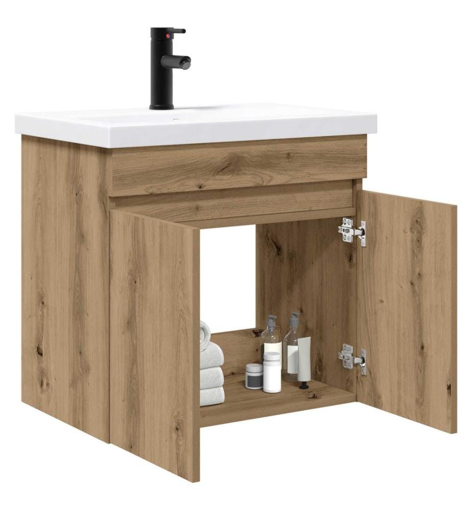 Badezimmer Waschtischunterschrank mit Wasserhahn Artisan-Eiche