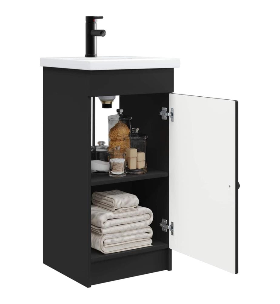 Badezimmerschrank mit Waschbecken Schwarz 42 x 40 x 84,5 cm