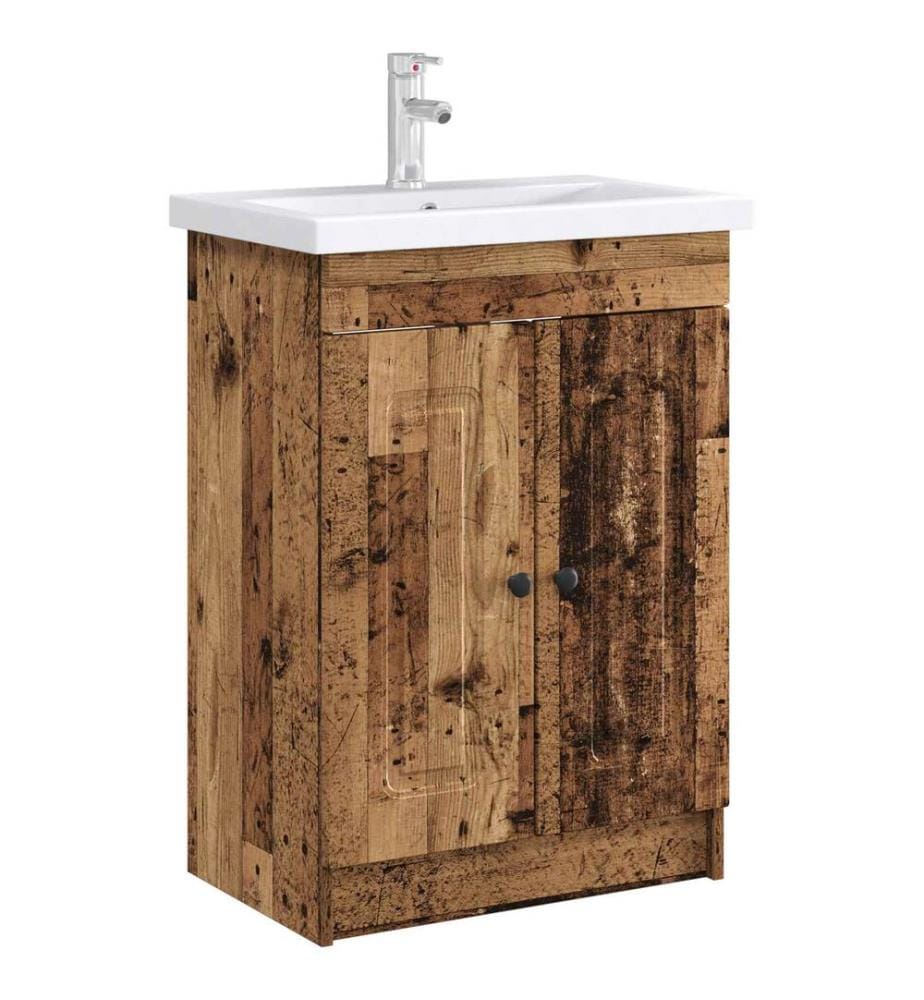 Armoire sous évier de salle de bain Bois ancien