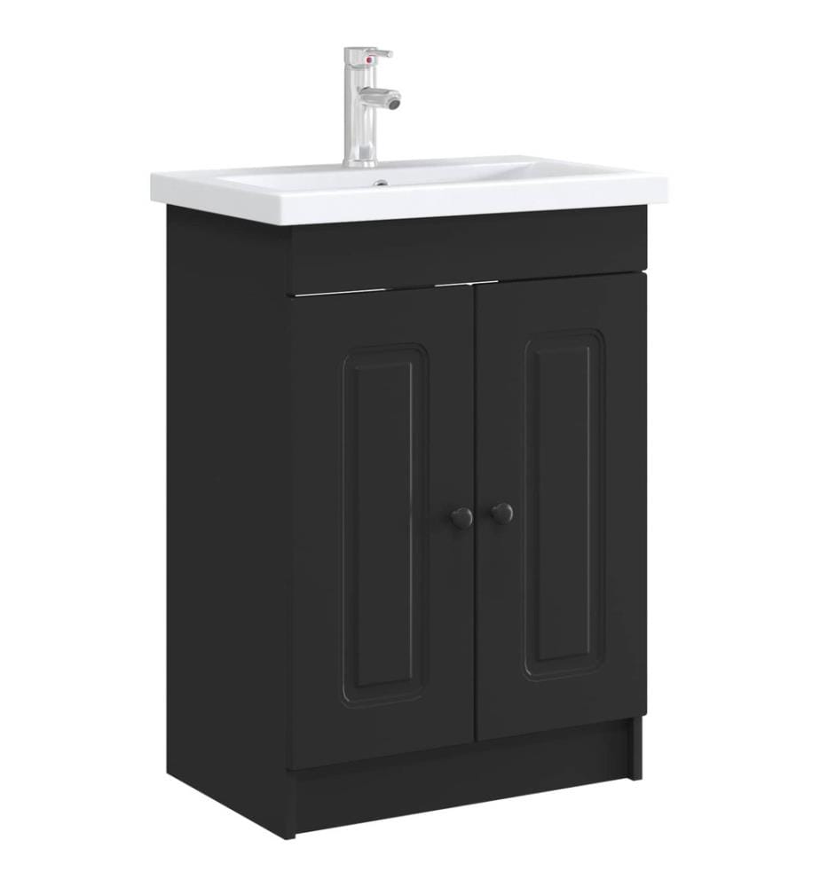 Armoire sous évier de salle de bain Noir 78,5 x 37,5 x 81 cm