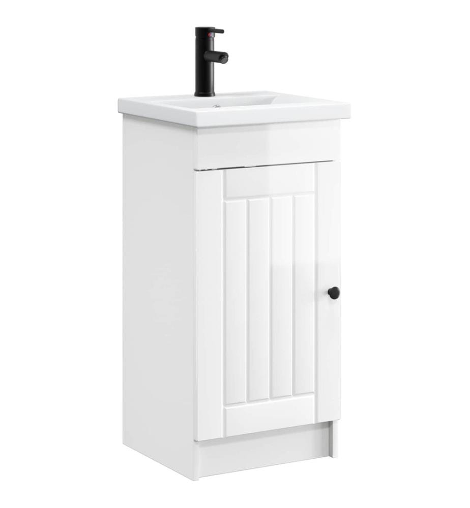 Badezimmerschrank mit Waschbecken Hochglanz Weiss