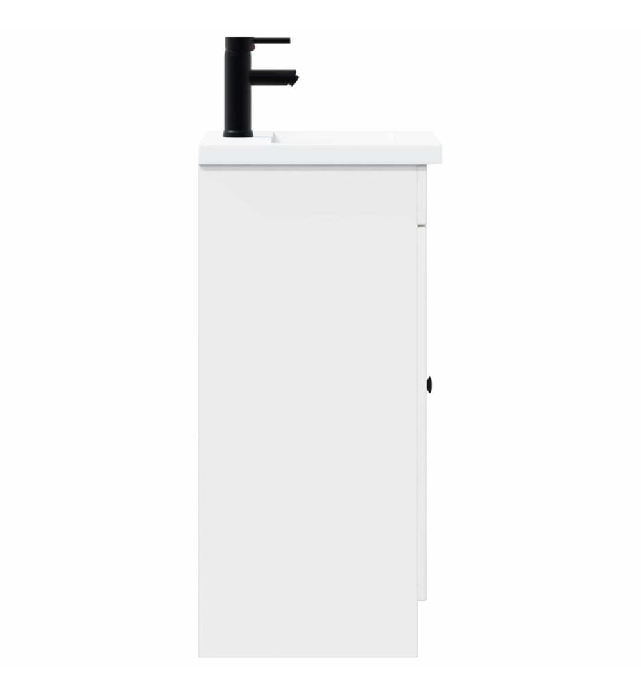 Badezimmerschrank mit Waschbecken Hochglanz Weiss