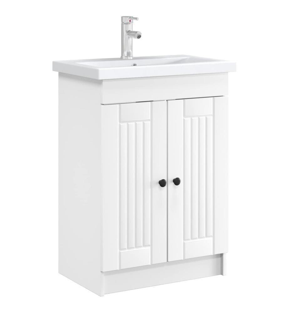 Armoire sous évier de salle de bain Blanc 56 x 37,5 x 81 cm