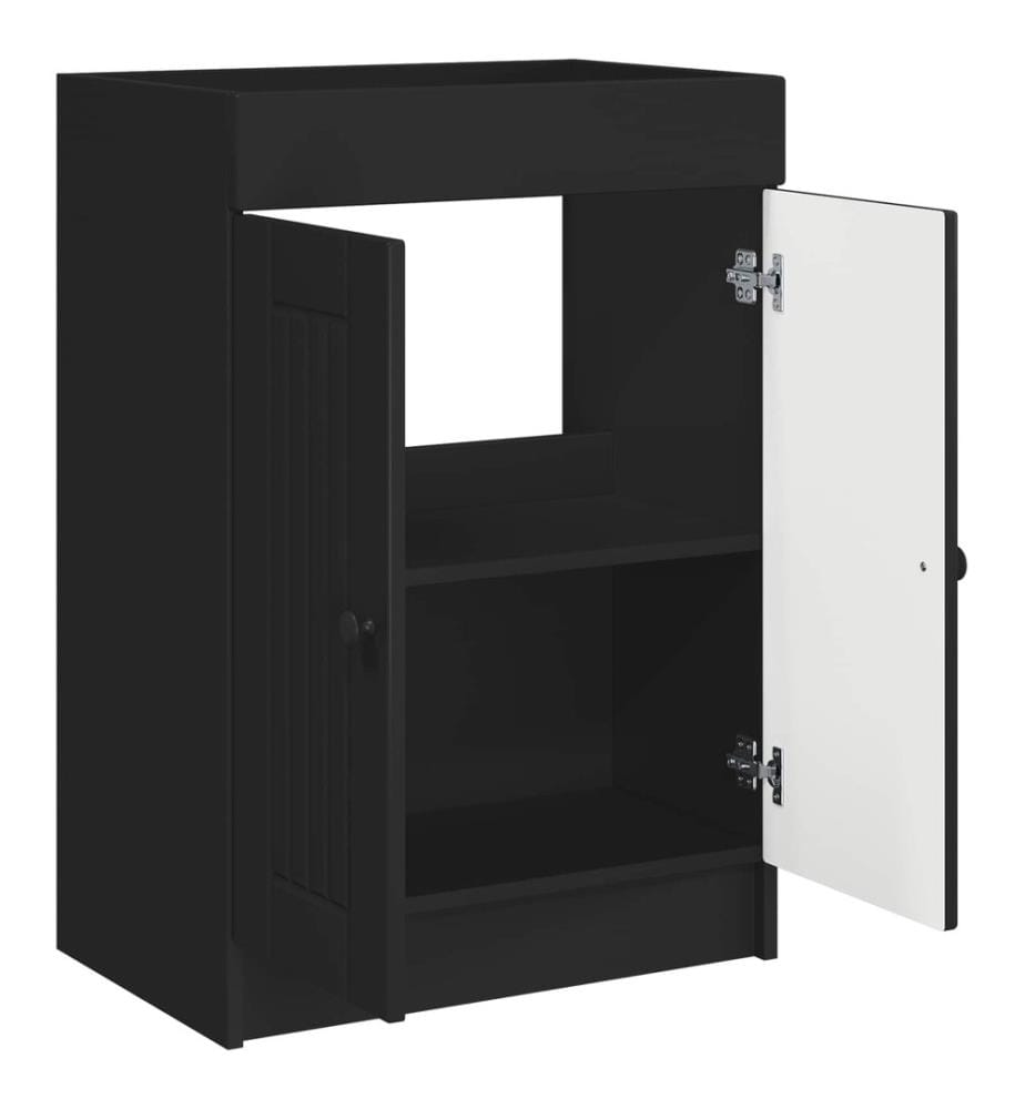 Armoire sous évier de salle de bain Noir 56 x 37,5 x 81 cm