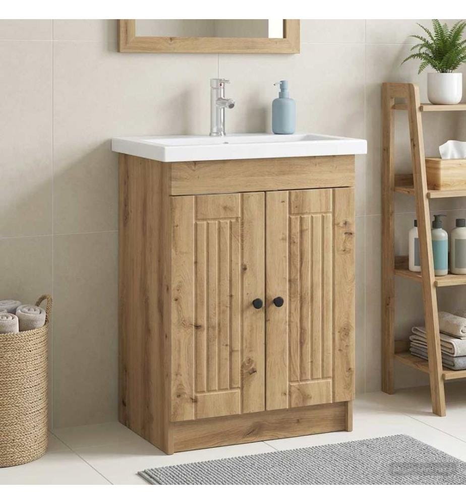 Unter dem Waschbecken Badschrank Artisan-Eiche