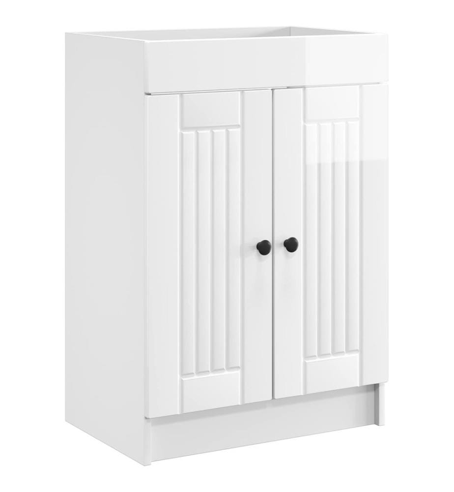 Armoire sous évier de salle de bain Blanc brillant