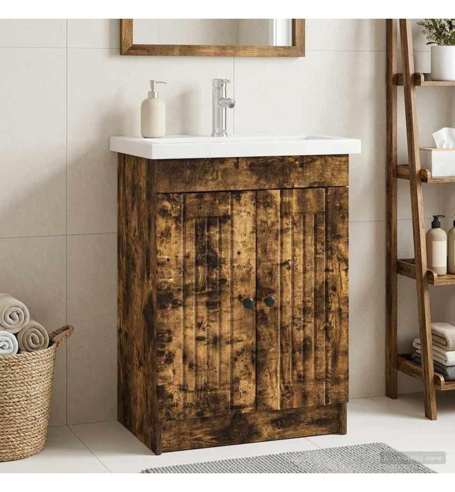 Unter dem Waschbecken Badschrank Geräucherte Eiche