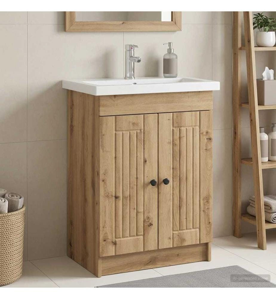 Unter dem Waschbecken Badschrank Artisan-Eiche