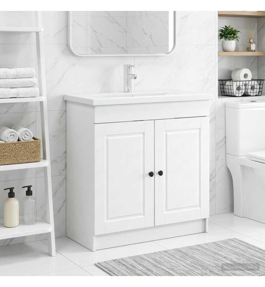 Armoire sous évier de salle de bain Blanc 56 x 37,5 x 81 cm