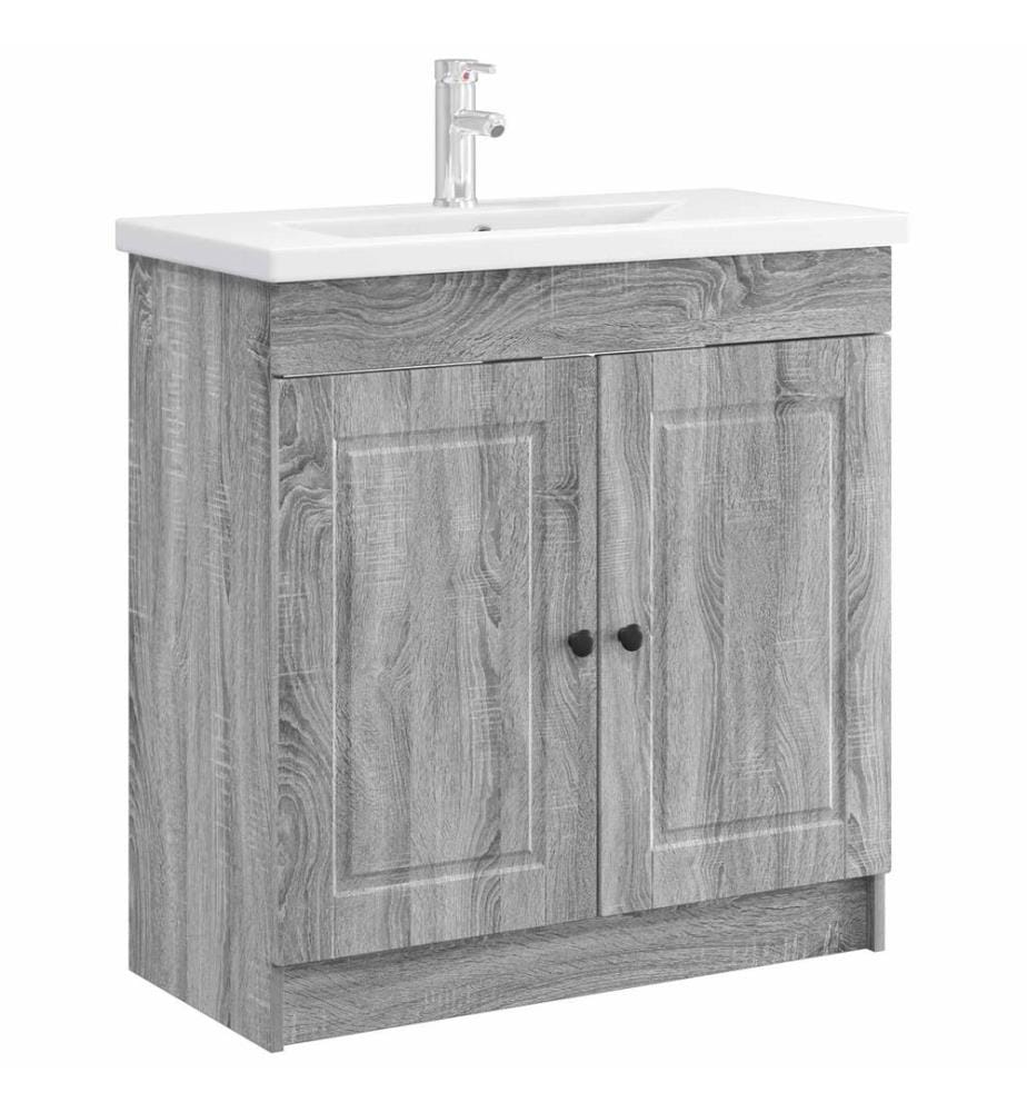 Unter dem Waschbecken Badschrank Grau Sonoma 56 x 37,5 x 81 cm