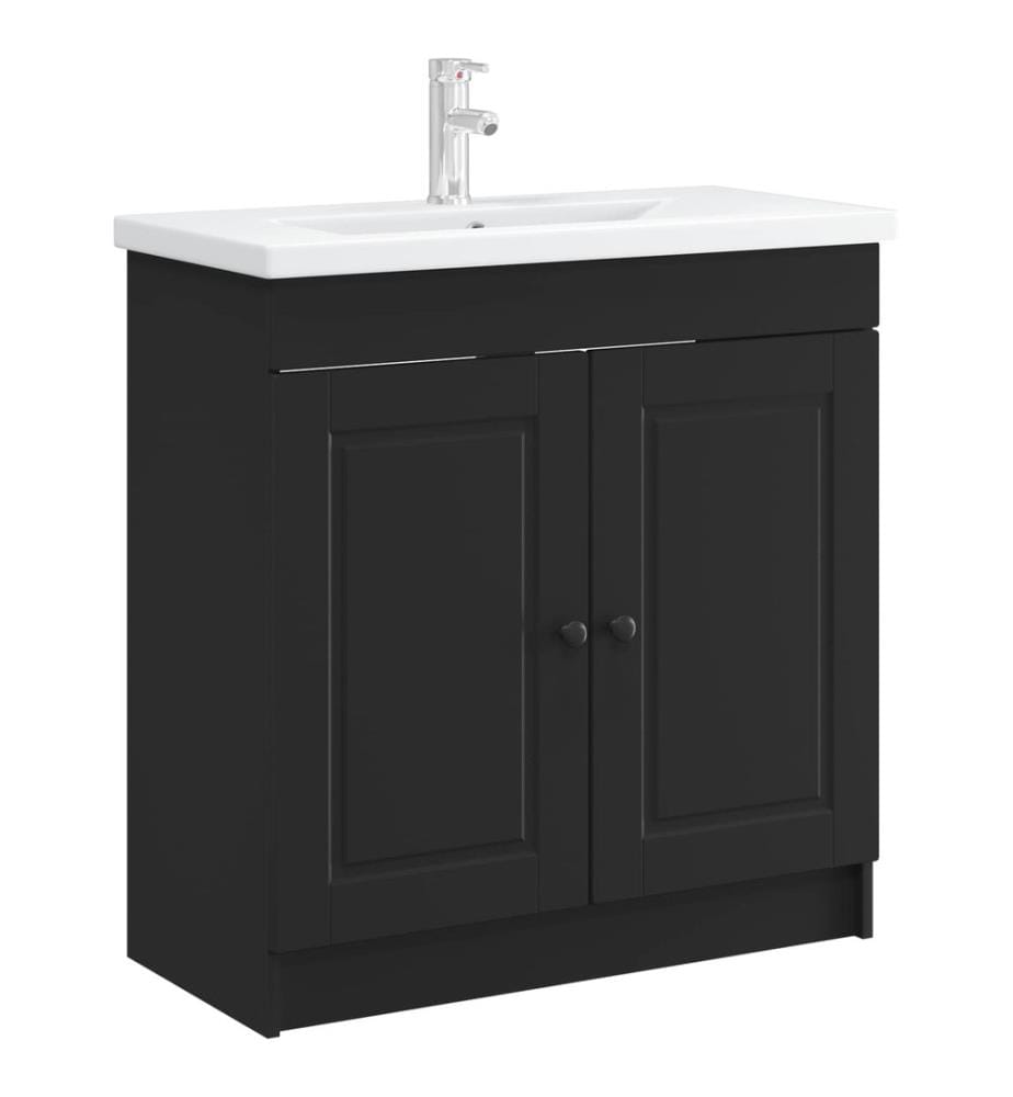 Armoire sous évier de salle de bain Noir 78,5 x 37,5 x 81 cm