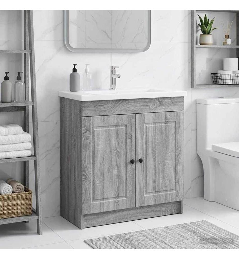 Unter dem Waschbecken Badschrank Grau Sonoma