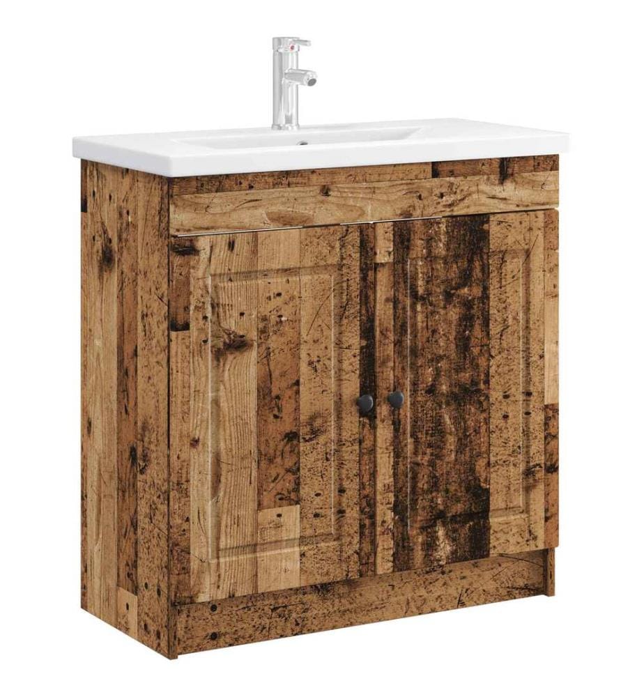 Armoire sous évier de salle de bain Bois ancien