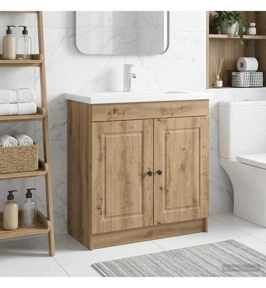Unter dem Waschbecken Badschrank Artisan-Eiche