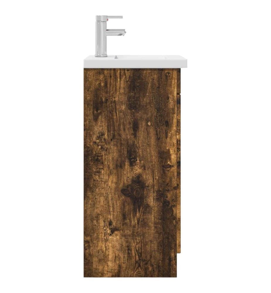 Badezimmerschrank mit Waschbecken Geräucherte Eiche