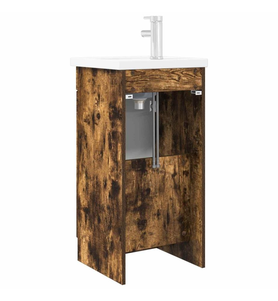 Badezimmerschrank mit Waschbecken Geräucherte Eiche