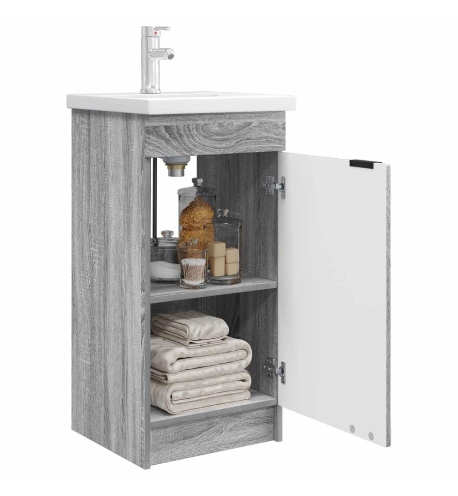Meuble de salle de bain avec évier Sonoma gris