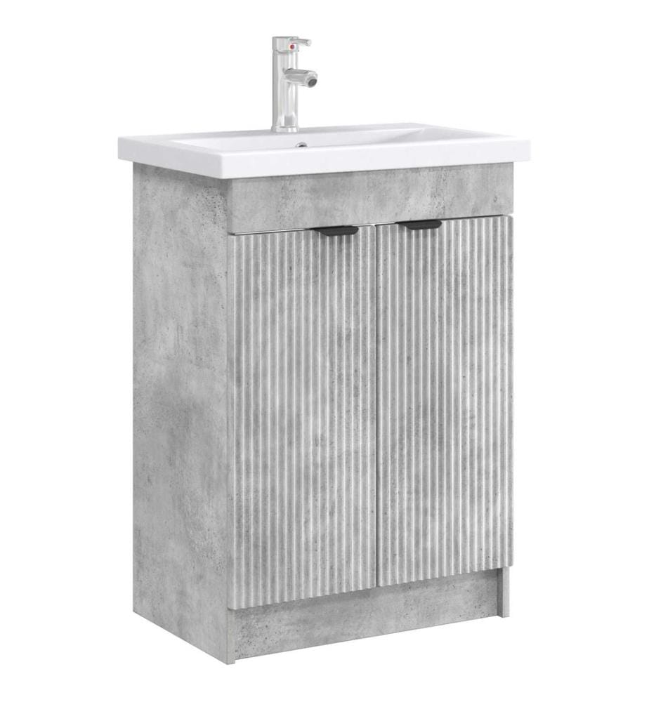 Armoire sous évier de salle de bain Gris béton