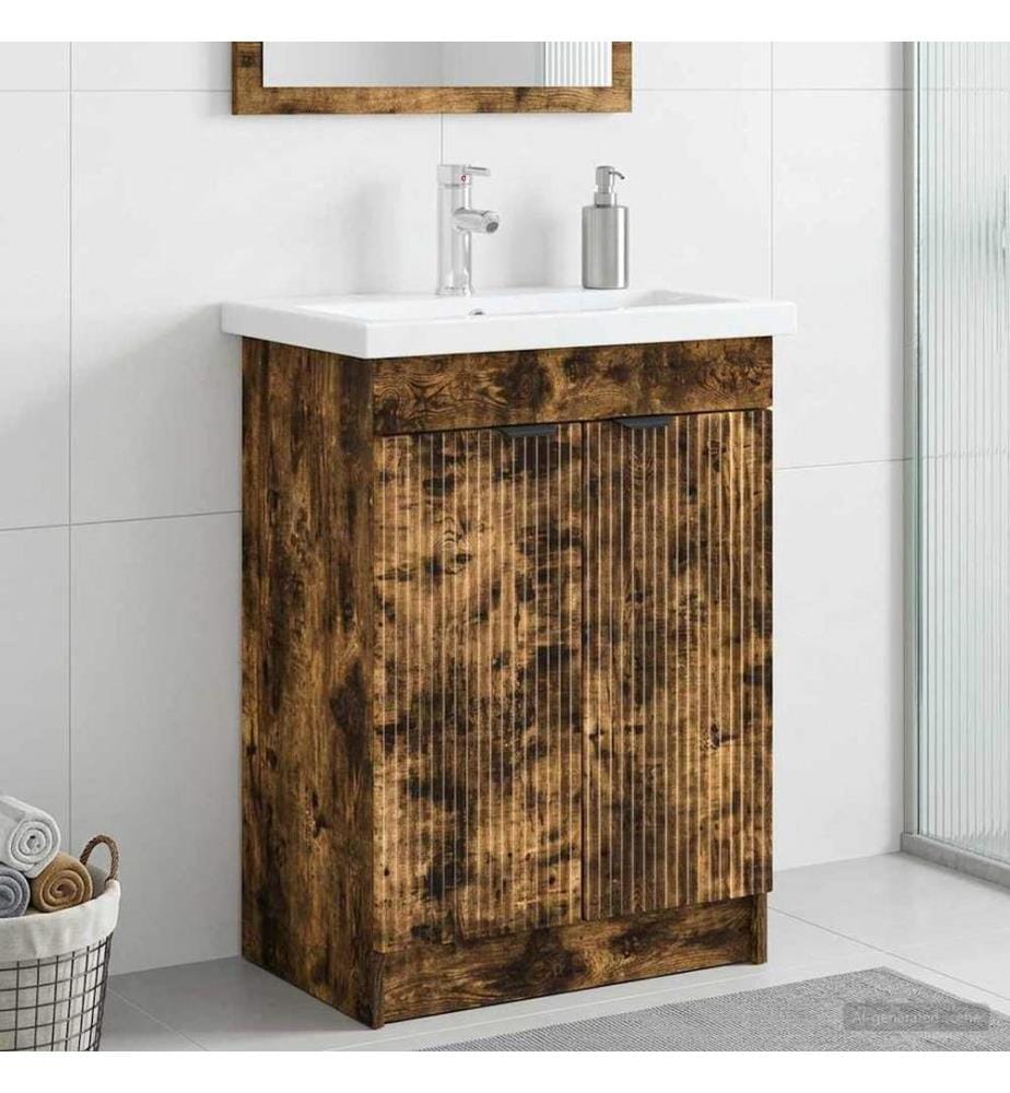 Unter dem Waschbecken Badschrank Geräucherte Eiche