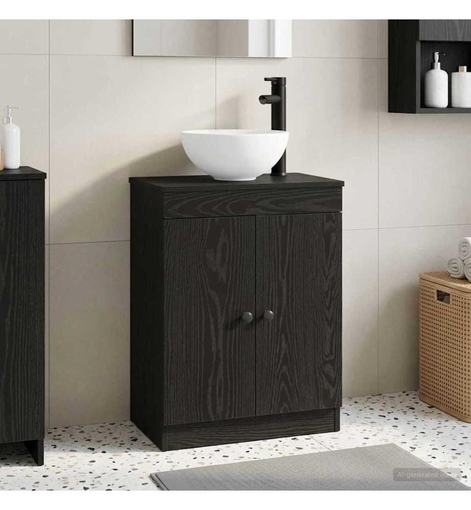 Badezimmerschrank mit Waschbecken Schwarz 54 x 35 x 83 cm