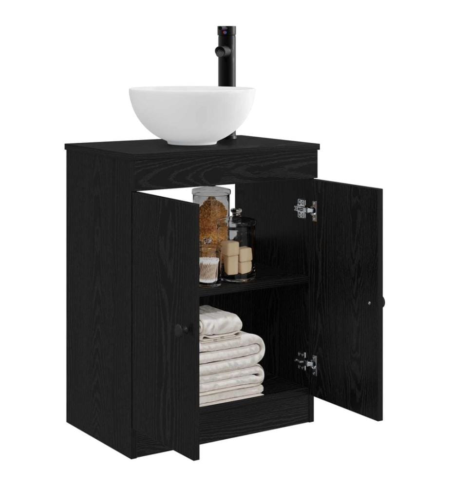 Badezimmerschrank mit Waschbecken Schwarz 54 x 35 x 83 cm