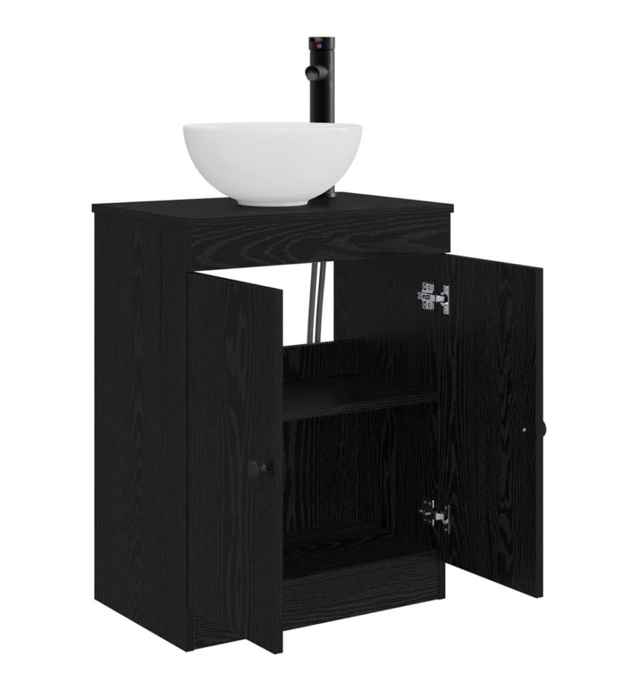 Badezimmerschrank mit Waschbecken Schwarz 54 x 35 x 83 cm