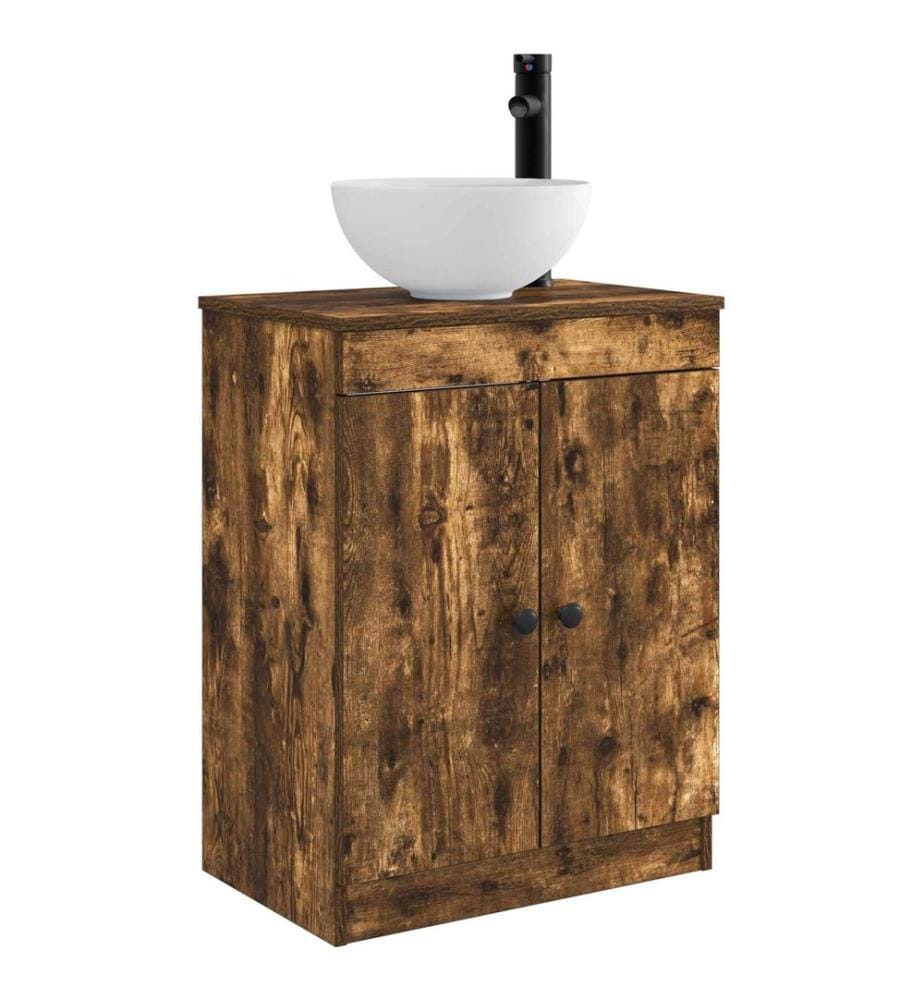 Badezimmerschrank mit Waschbecken Geräucherte Eiche